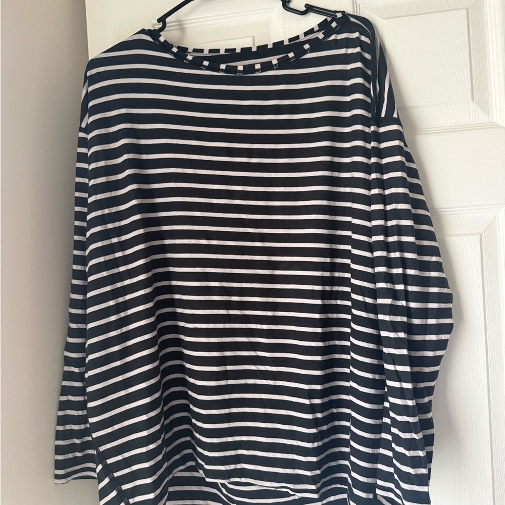 lululemon athletica Black and White Striped Long Sleeve Tee
